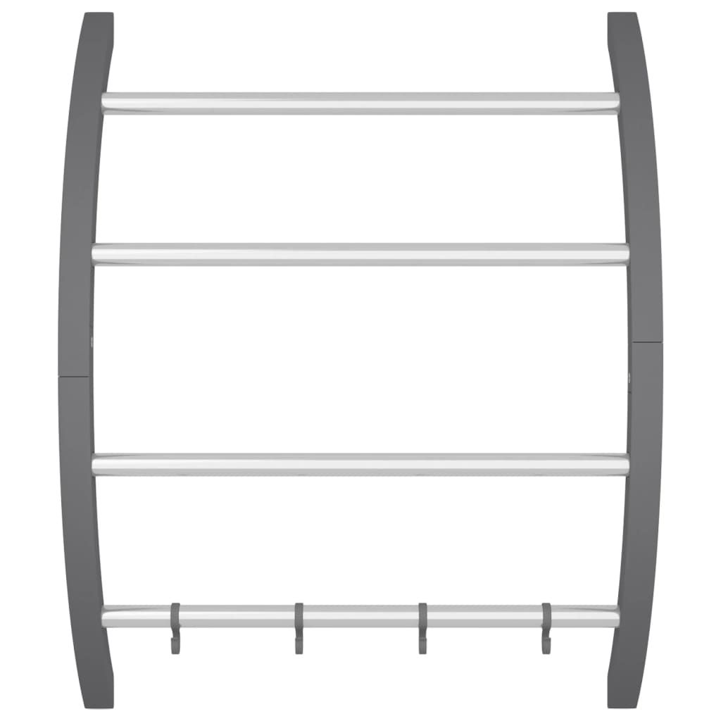 Handtuchhalter mit Haken Silbern 56x16x72 cm Aluminium