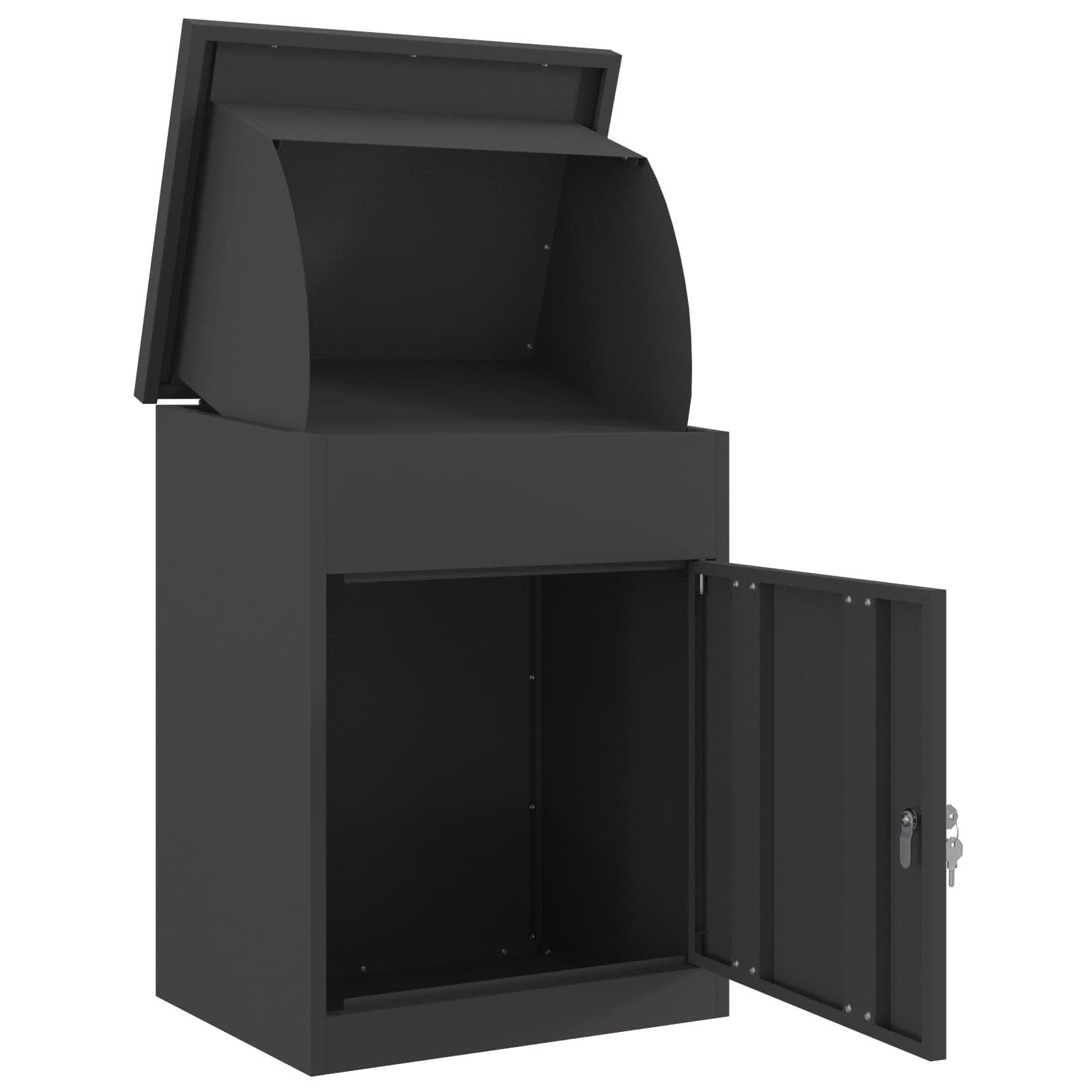 Paketdrop-Box mit Speicher Schwarz 47,5 x 38 x 59 cm Stahl