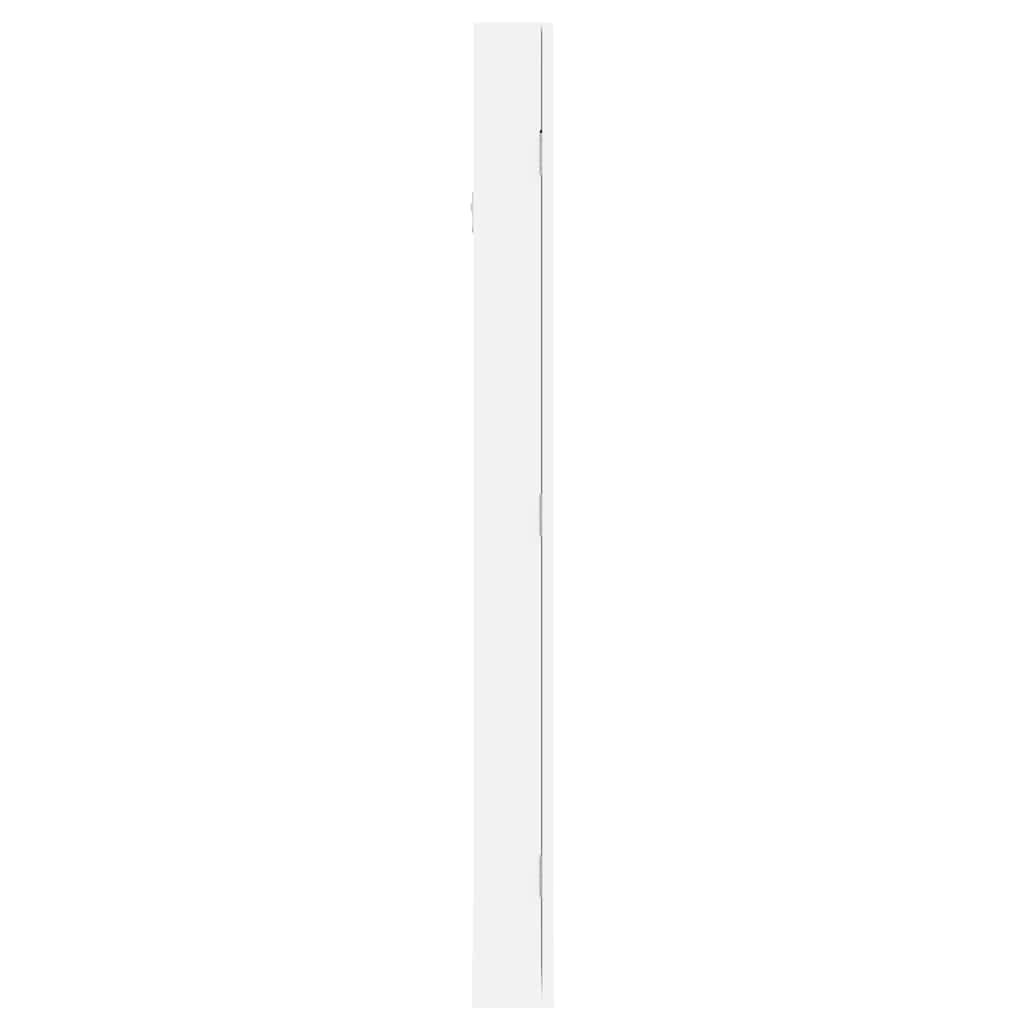 Schmuckschrank mit Spiegel Wandmontage Weiß 30x8,5x106 cm