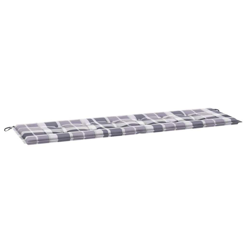 Gartenbank-Auflage Grau Karomuster 180x50x4 cm Oxford-Gewebe
