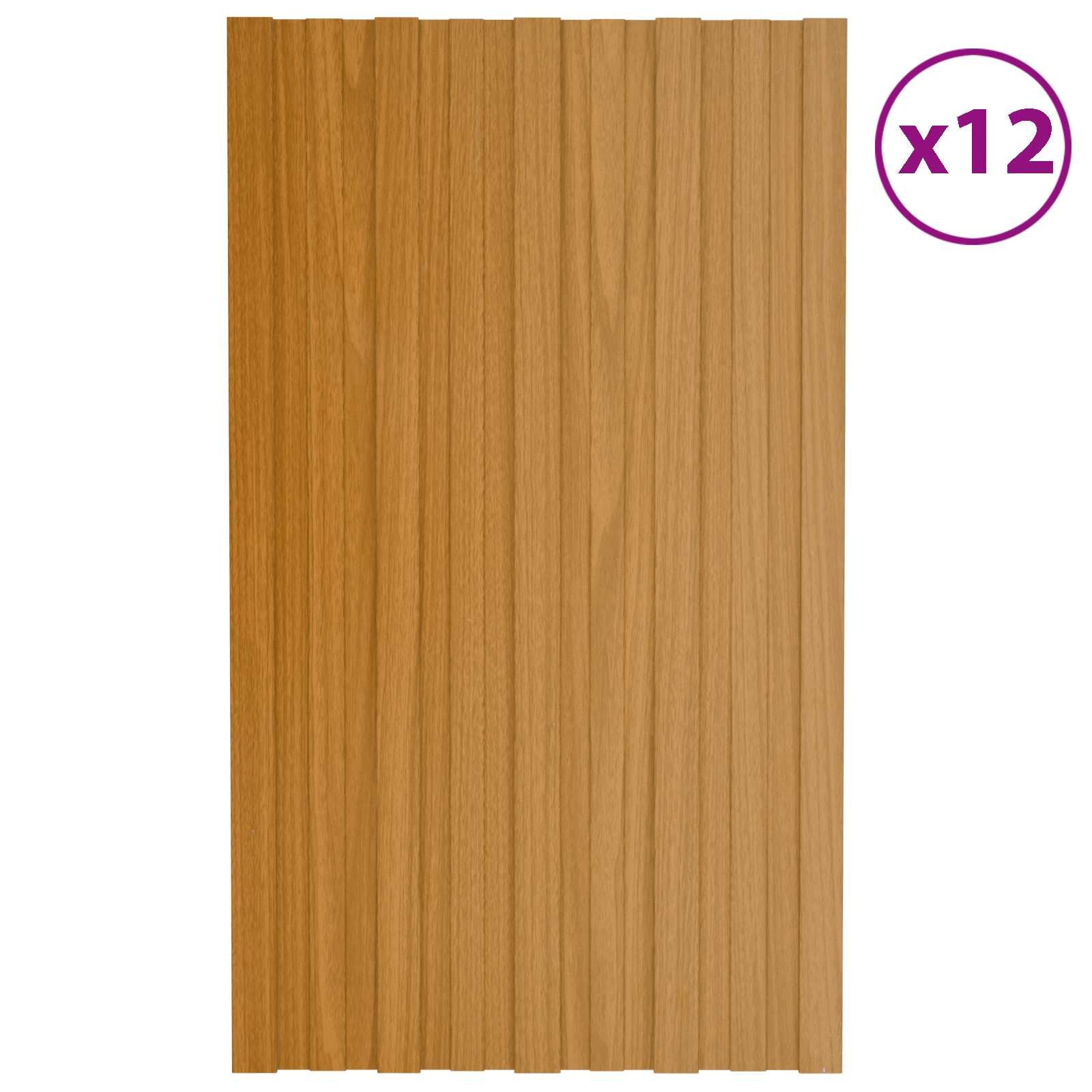 Dachpaneel 12 pcs Natur 80 x 45 cm Verzinkter Stahl