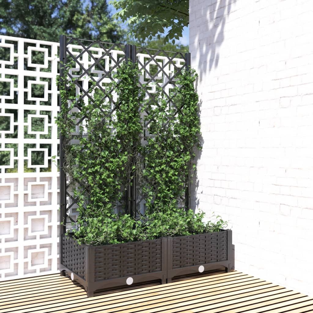 Gartenpflanzgefäß mit Spalier Schwarz 80 x 40 x 121,5 cm PP
