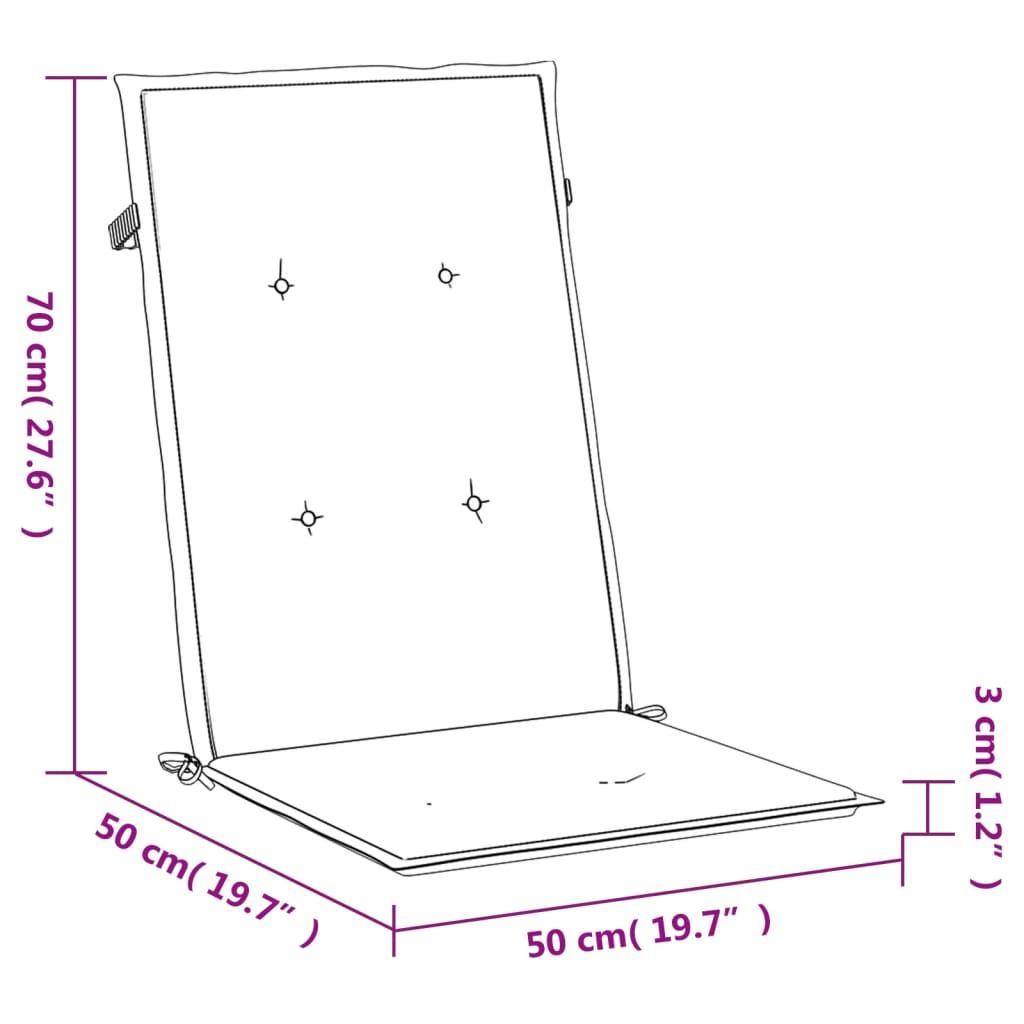Gartenstuhlauflagen für Hochlehner 2 Stk. Königsblau 120x50x3cm