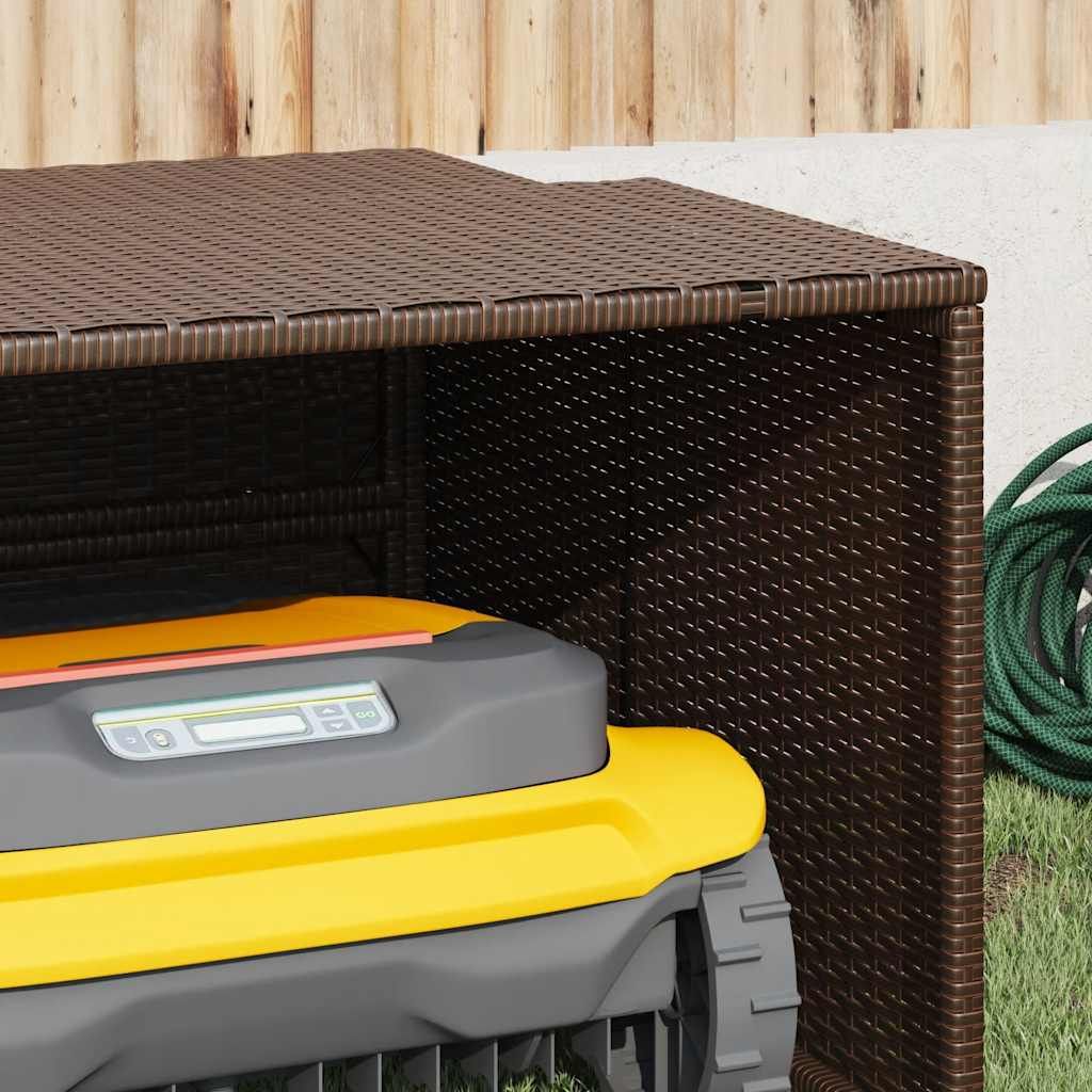 Mähroboter-Garage Braun 86x90x52/57 cm Poly Rattan