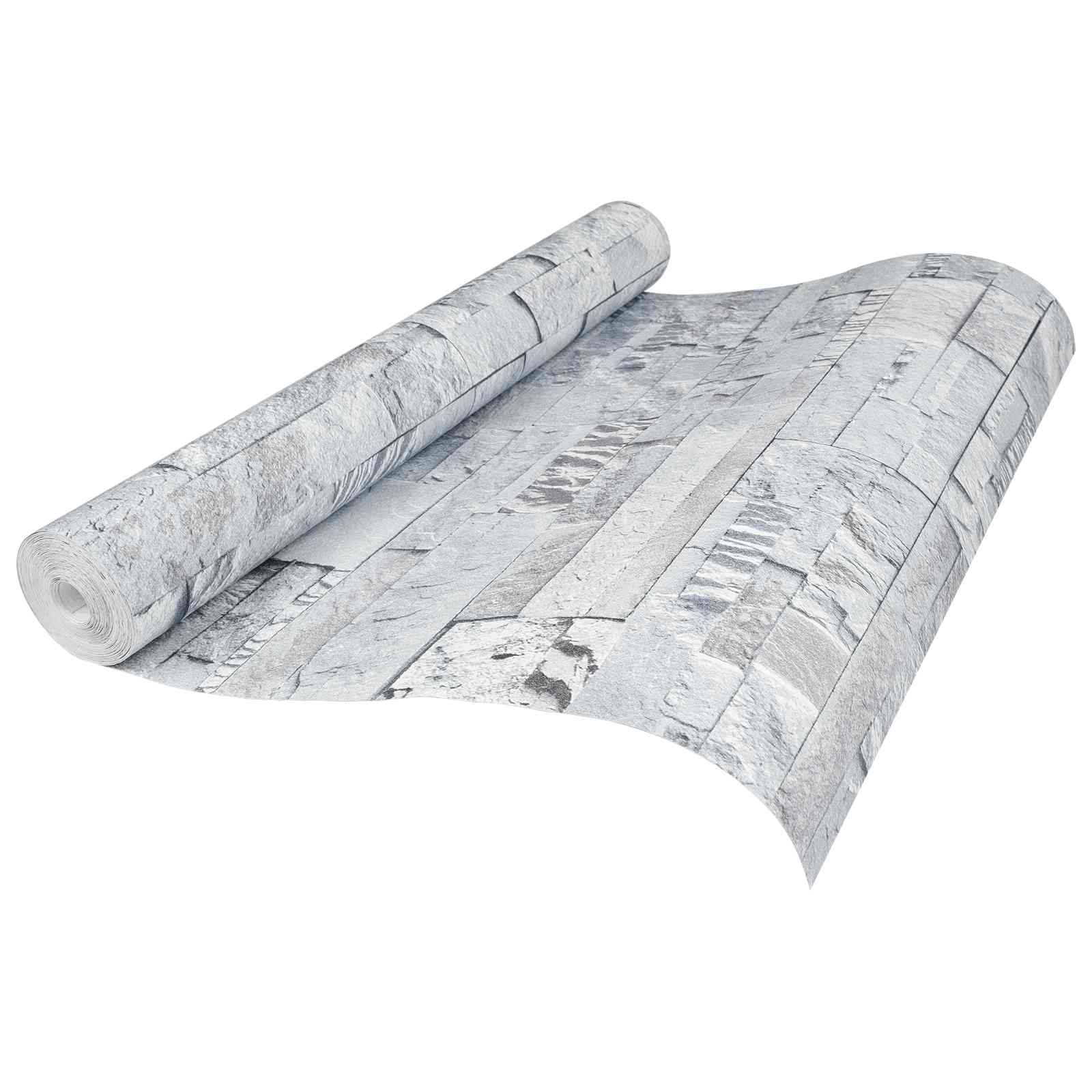3D Stein Tapete Hellgrau 10 x 0,53 m Vliesstoff