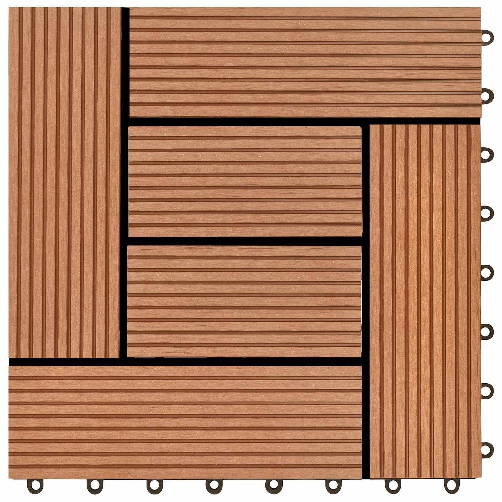 Terrassenfliese 22 stk. Braun 30 x 30 cm WPC