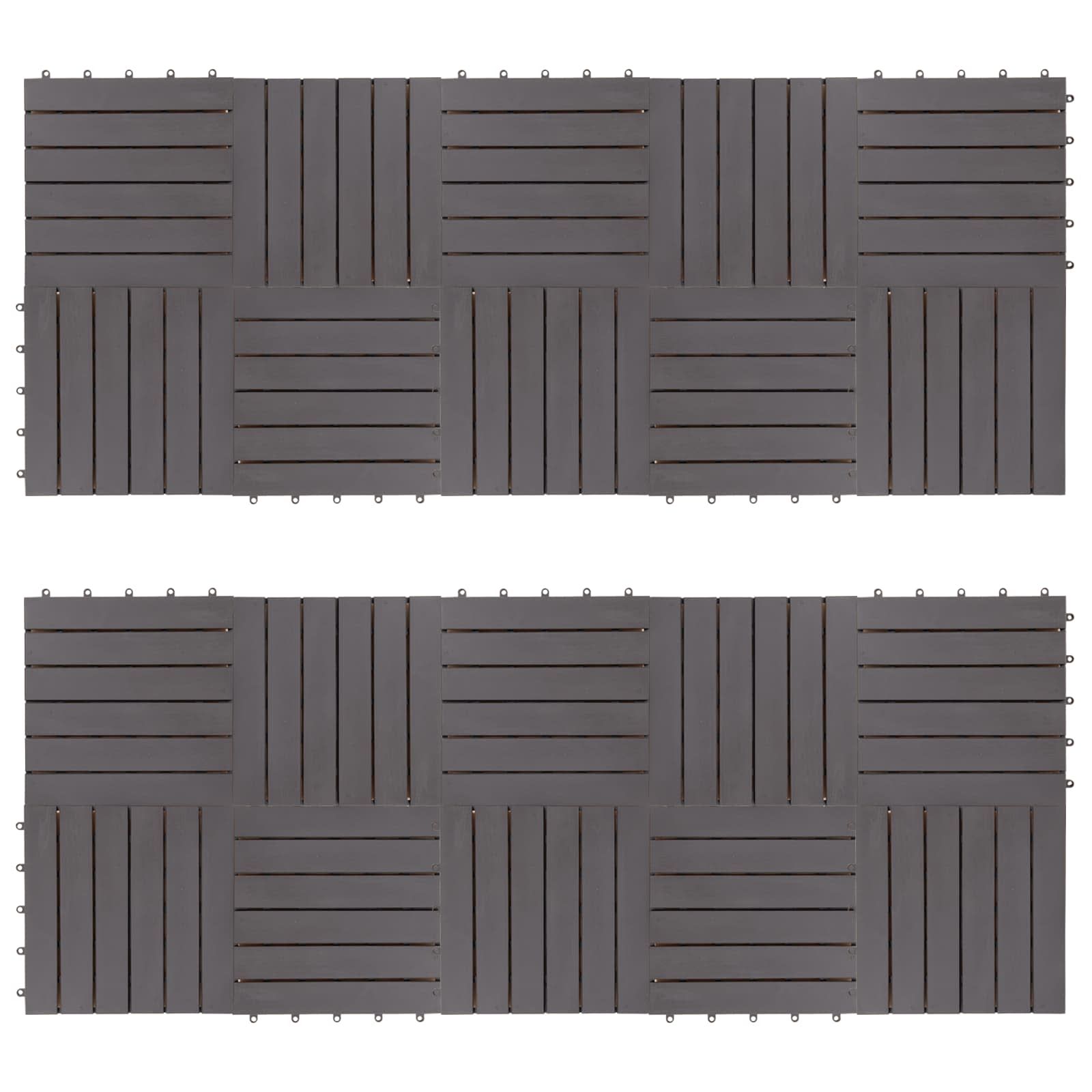 Terrassenfliese 20 pcs Grau 30 x 30 cm Akazien-Hartholz