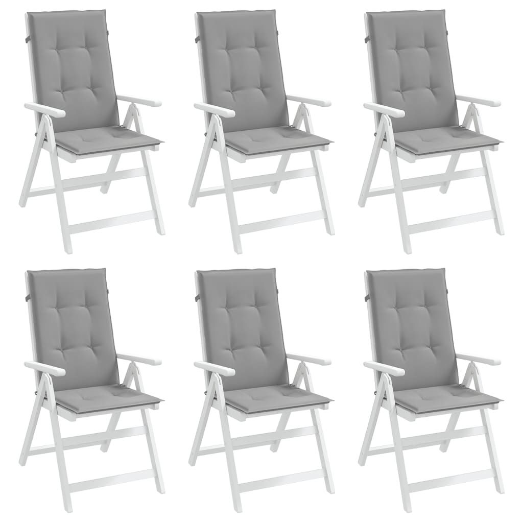 Gartenstuhlauflagen für Hochlehner 6 Stk. Grau 120x50x3cm Stoff