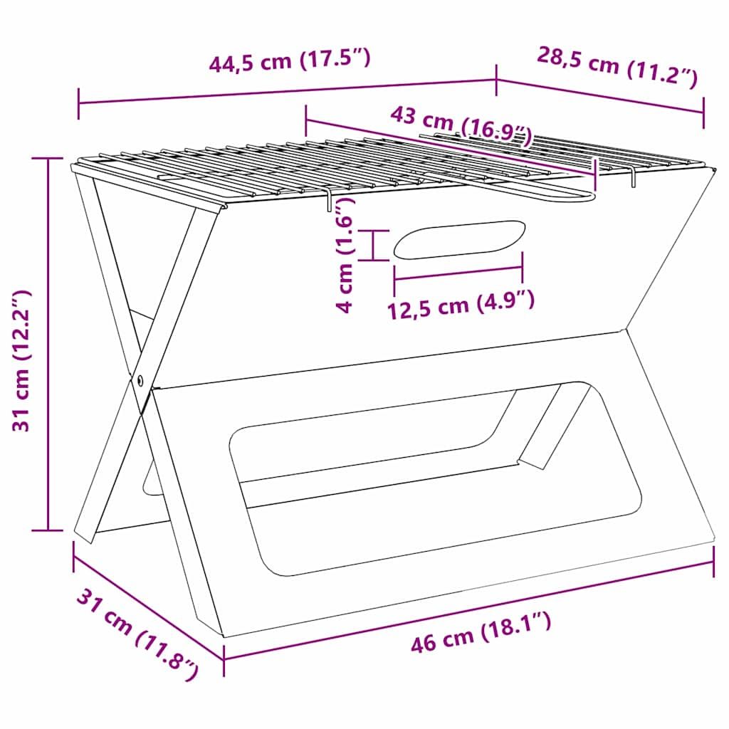Outdoor Grill 46 x 31 x 31 cm Stahl Schwarz