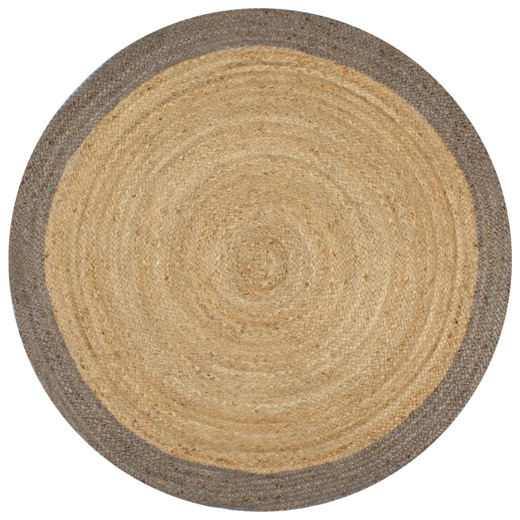 Teppich Handgefertigt Jute mit Grauem Rand 120 cm