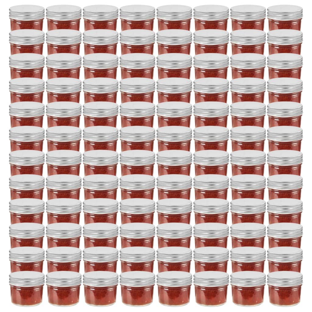 Marmeladengläser mit Silbernen Deckeln 96 Stk. 110 ml
