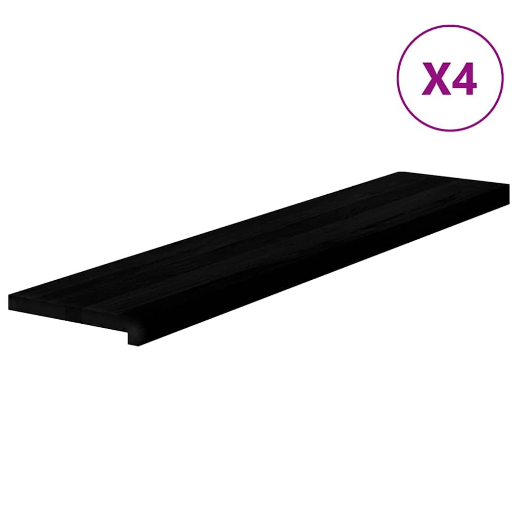 Treppenstufen 4 Stk. Braun-Schwarz 120x25x2 cm Massivholz Eiche