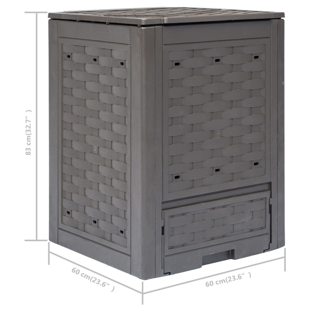 Gartenkomposter 3 Stk. Braun 60x60x83cm 900 L Kunststoff Rattan