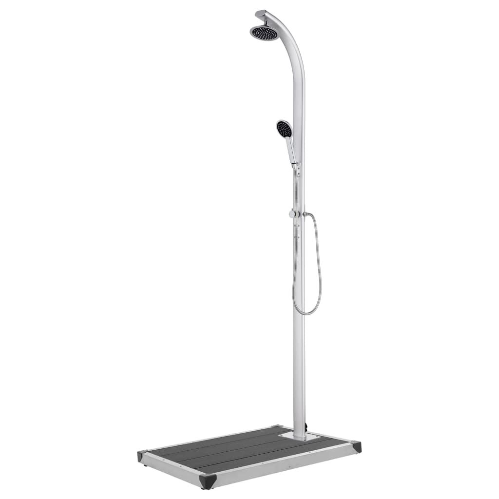 Gartendusche mit Grauer Bodenplatte 220 cm Aluminium