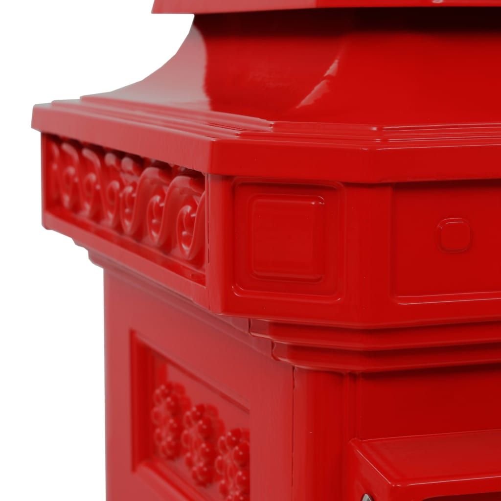 Säulenbriefkasten Aluminium Vintage-Stil Rostfrei Rot