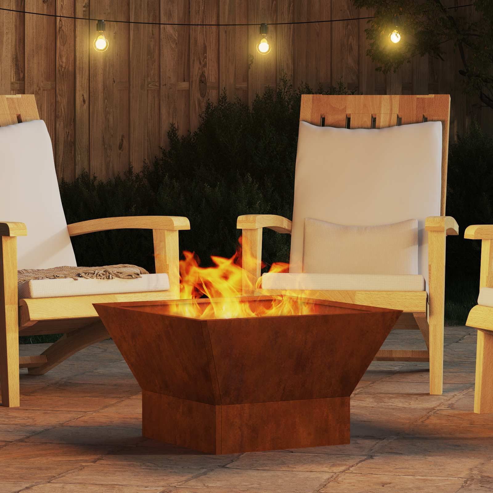 Feuerstelle Braun 60 x 60 x 35 cm Wetterfeststahl