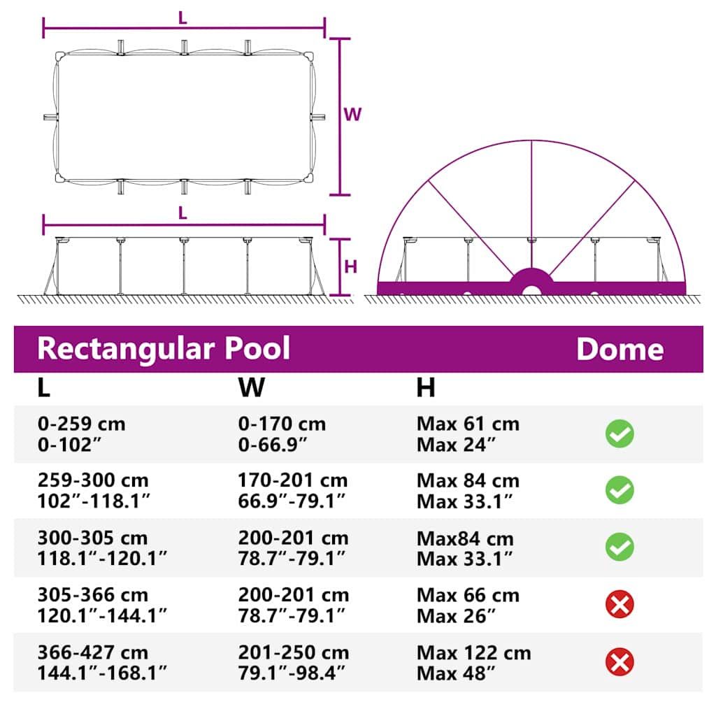 Pool-Dome 405 x 405 x 192 cm PVC Transparent