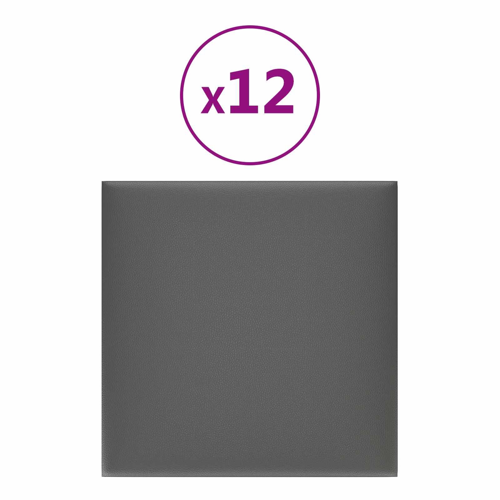 Wandkopfteilen 12 pcs Grau 30 x 30 cm Stoff