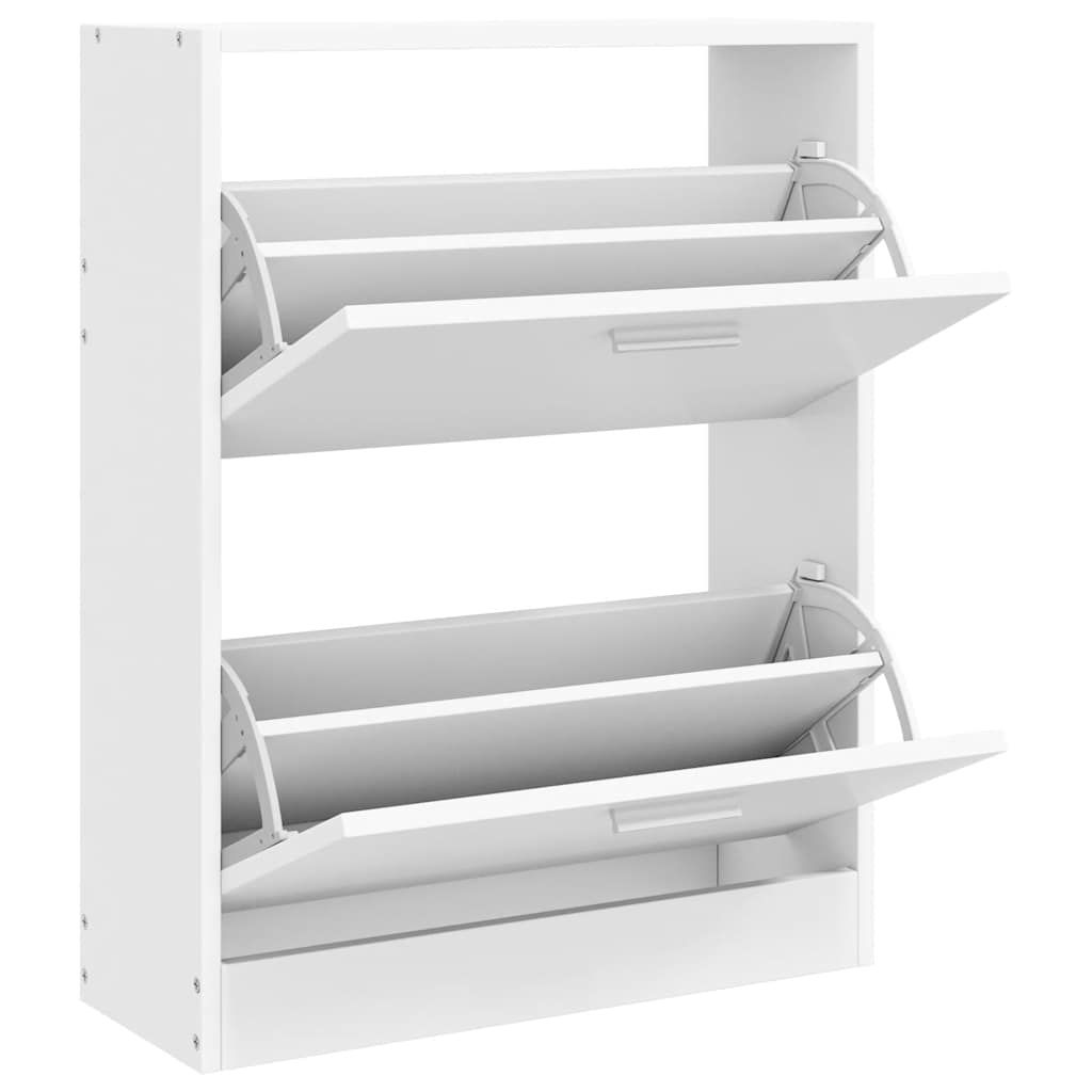Weißer Holz-Schuhschrank mit 2 Schuhkippern