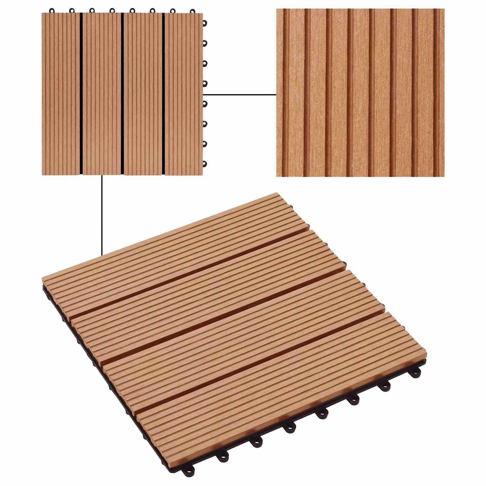 Terrassenfliese 22 stk. Teak 30 x 30 cm WPC