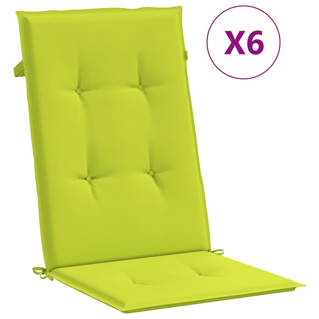 Gartenstuhlauflagen für Hochlehner 6 Stk. Knallgrün 120x50x3 cm