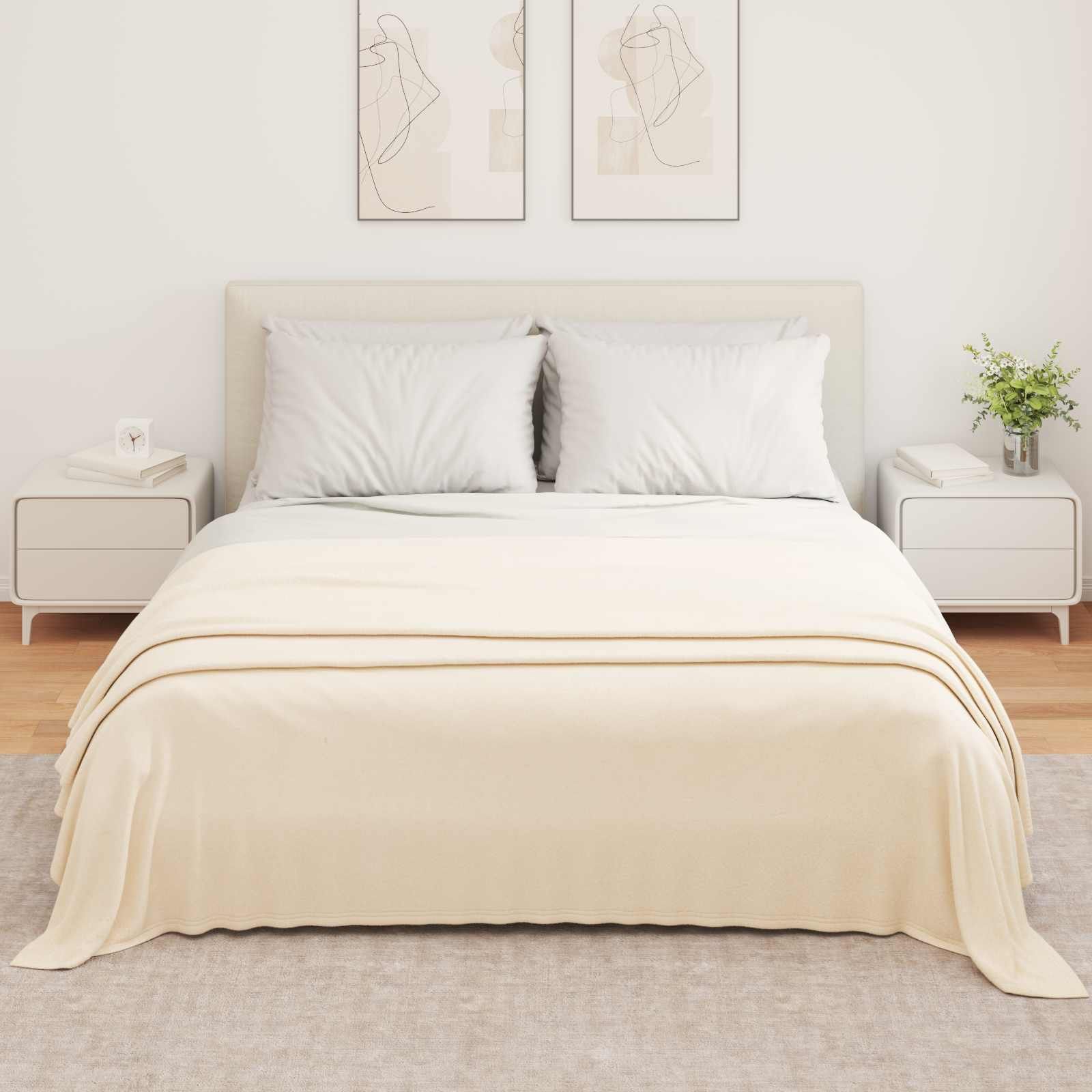Überwurfdecke Creme 350 x 270 cm Fleece
