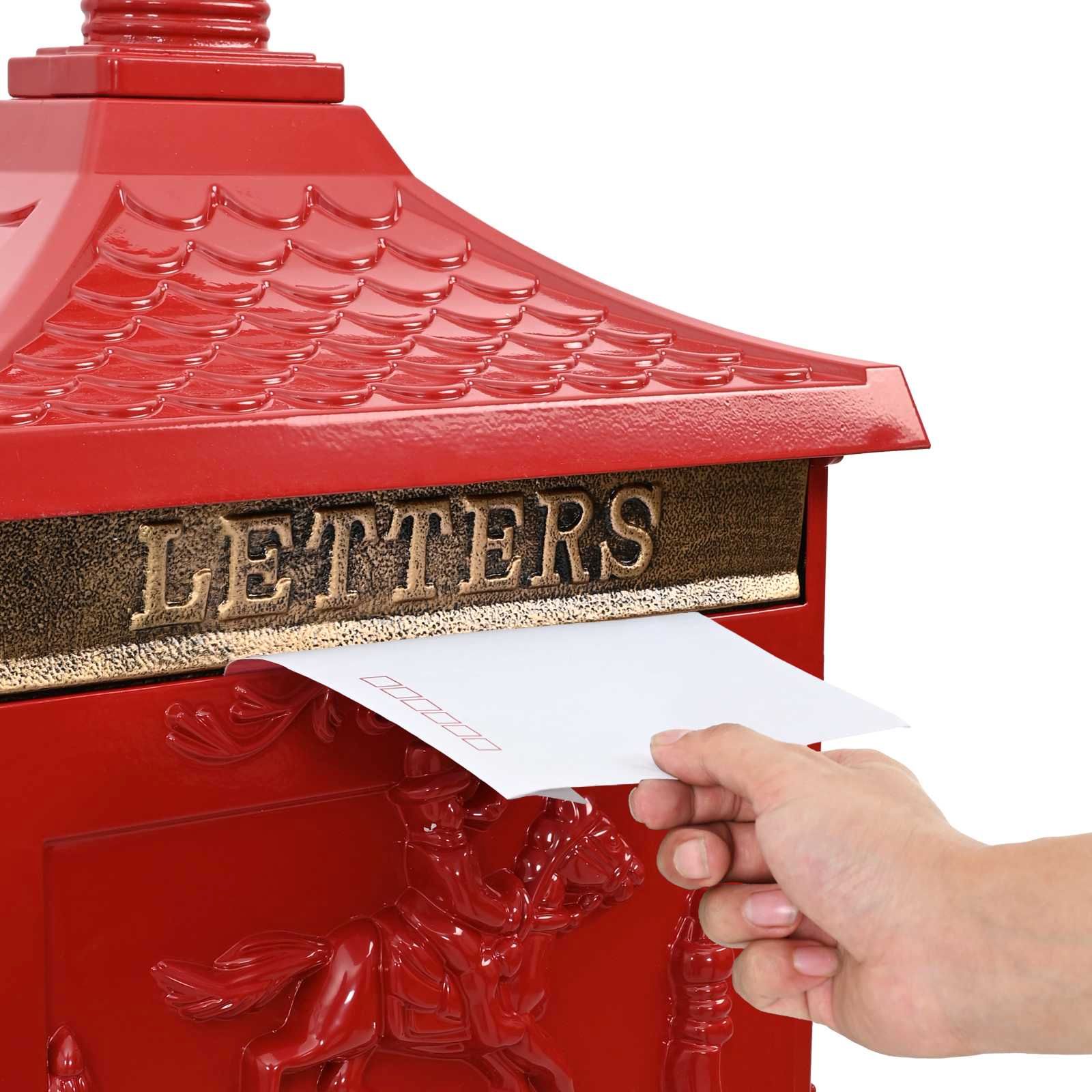 Stehender Briefkasten Rot 42,5 x 29,5 x 117 cm Gussaluminium