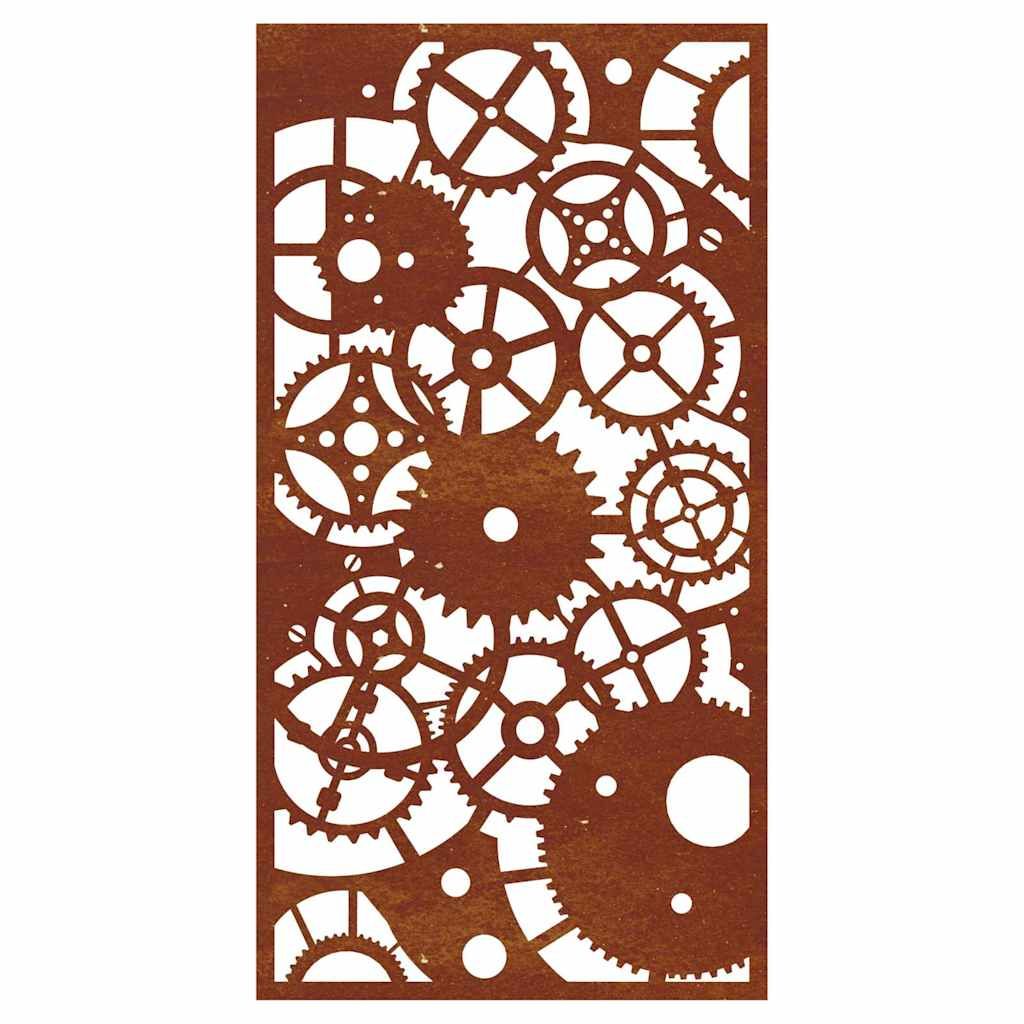 Garten-Wanddeko 105x55 cm Cortenstahl Zahnrad-Design