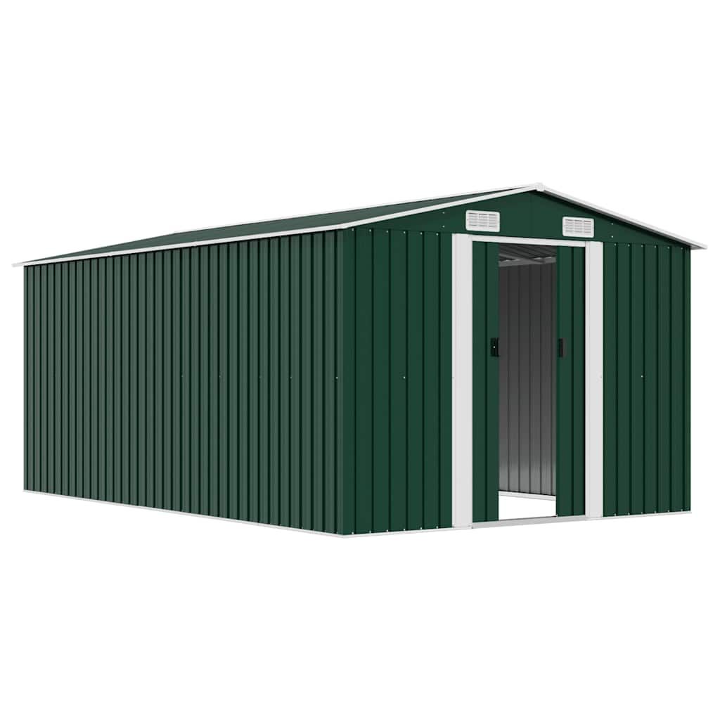 Gerätehaus 257x392x181 cm Metall Grün