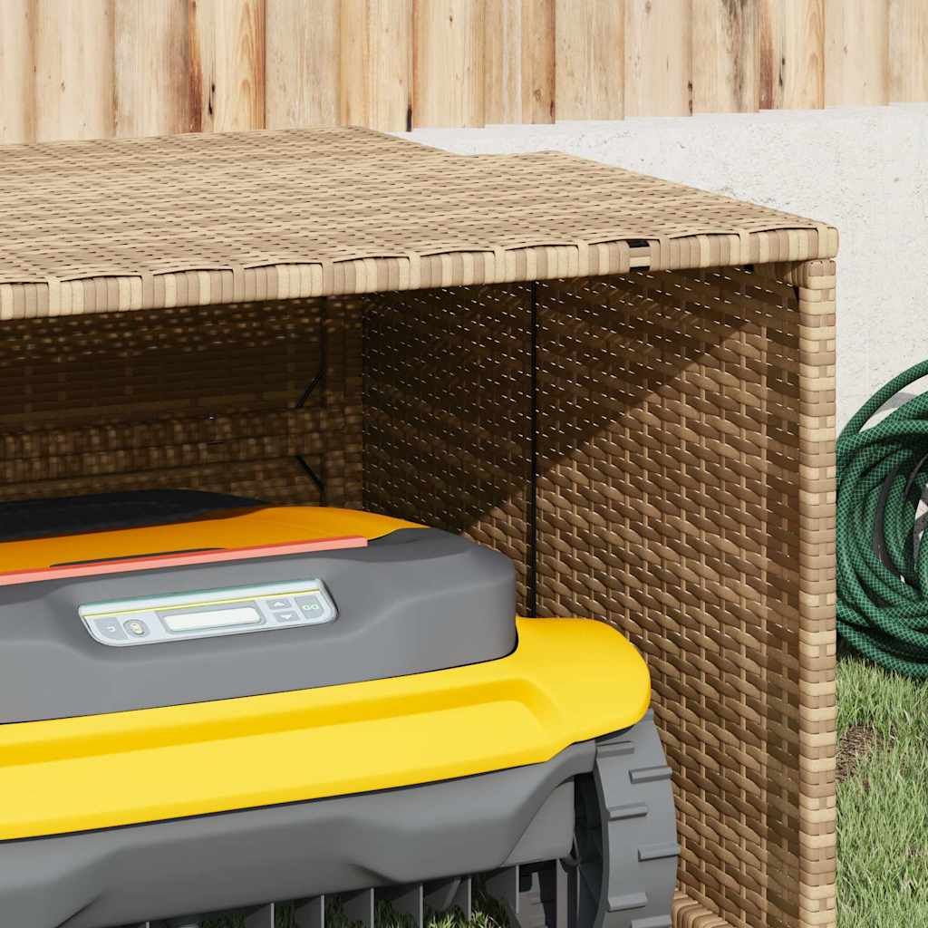Mähroboter-Garage Beige 86x90x52/57 cm Poly Rattan