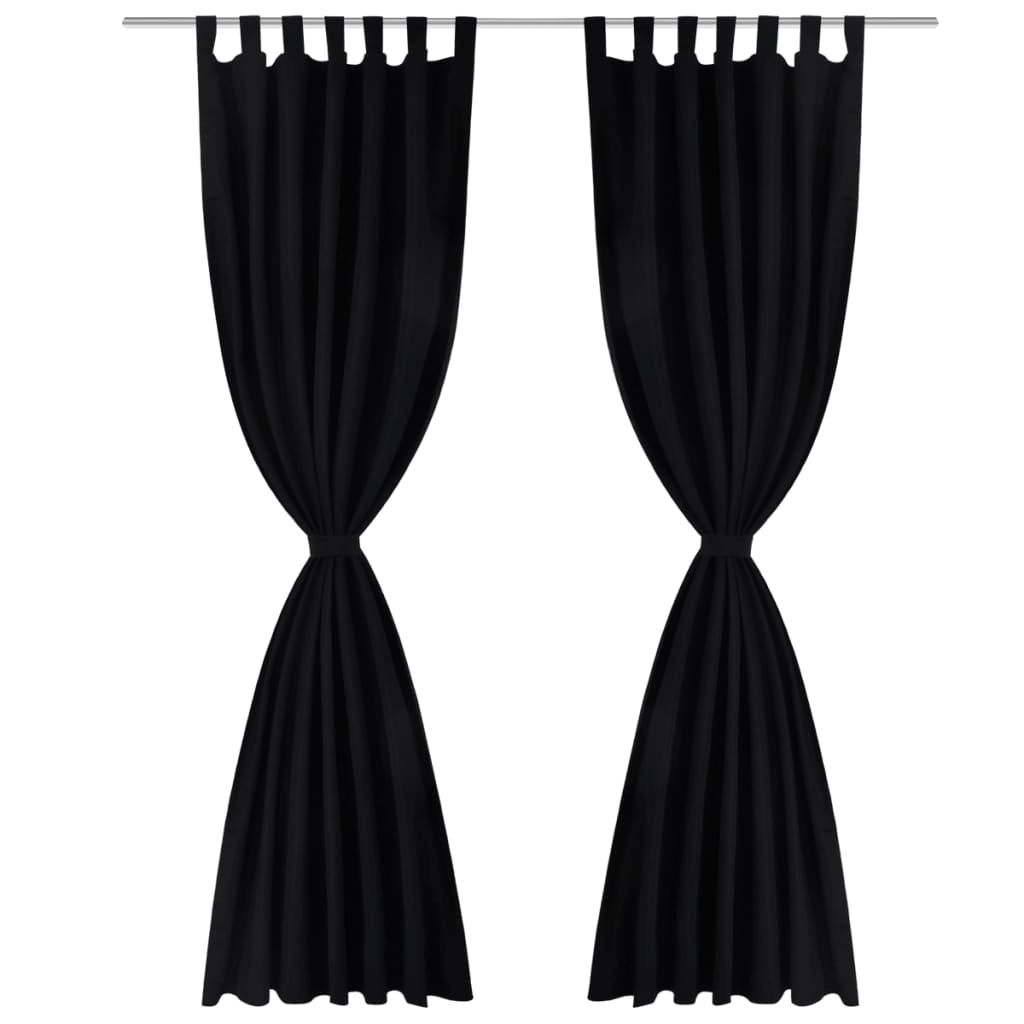 Vorhänge Gardinen aus Satin 2-teilig 140 x 225 cm Schwarz