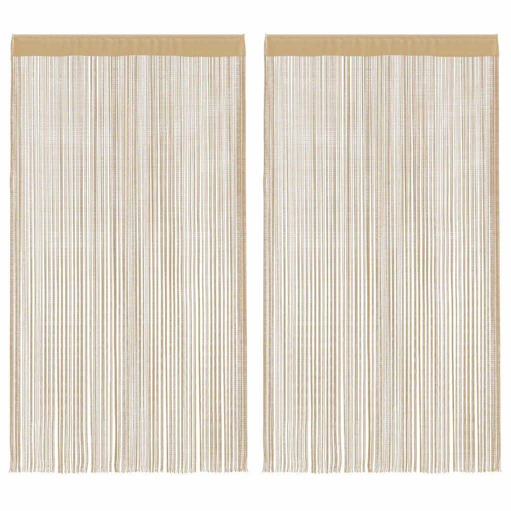 Fadenvorhänge 2 Stk. 100 x 250 cm Beige