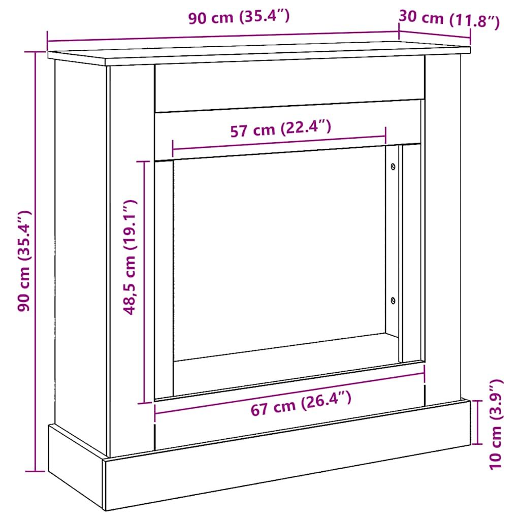Kaminumrandung Artisan-Eiche 90x30x90 cm Holzwerkstoff