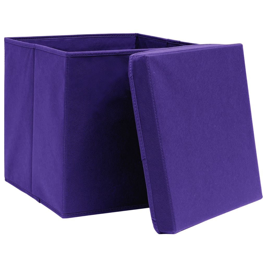 Aufbewahrungsboxen mit Deckeln 4 Stk. Lila 32x32x32 cm Stoff