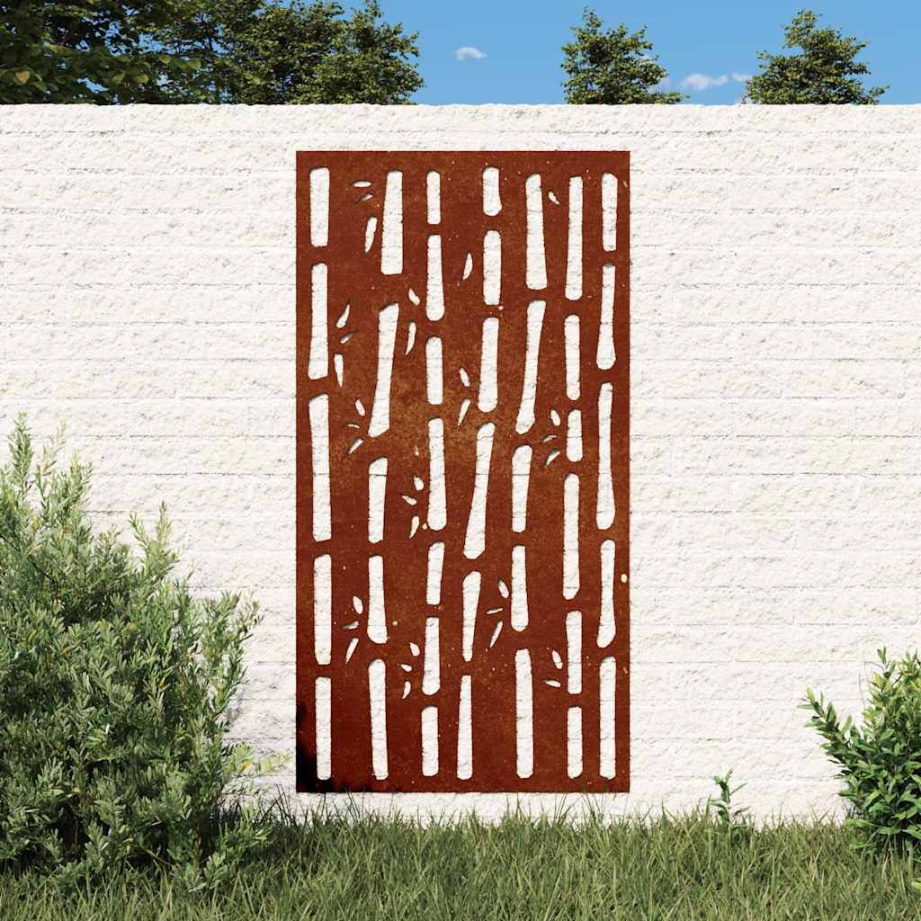 Garten-Wanddeko 105x55 cm Cortenstahl Bambus-Design