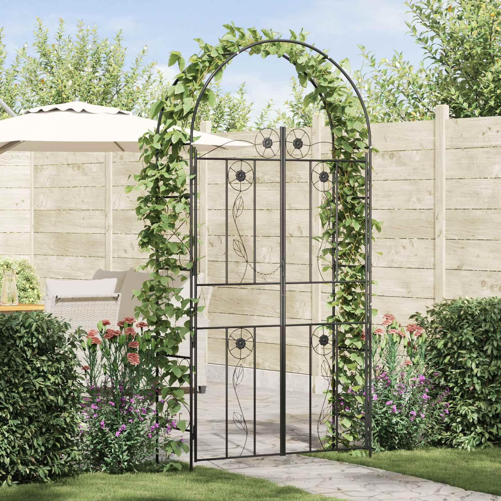 Gartenbogen Uni Schwarz 115 x 37 x 226 cm