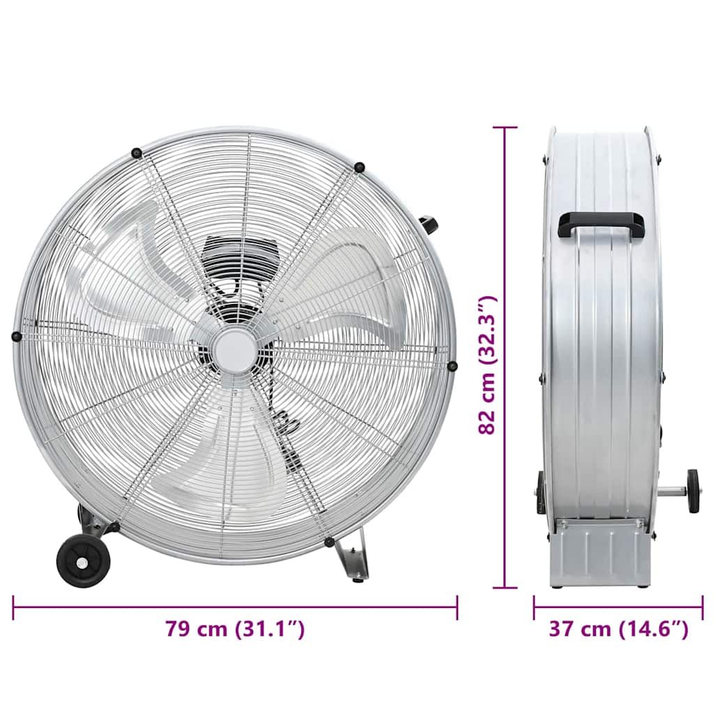 Trommelventilator Mit Rad Silber 79 x 37 x 82 cm Aluminium