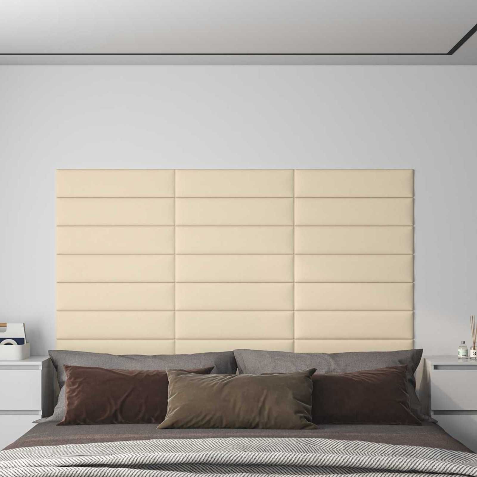 Wandkopfteilen 12 pcs Creme 60 x 15 cm Stoff