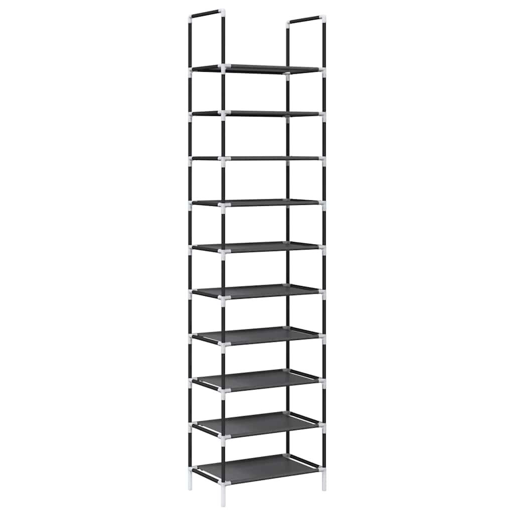 Schuhregal 10-stöckig Schwarz 44x28x180 cm Vliesstoff