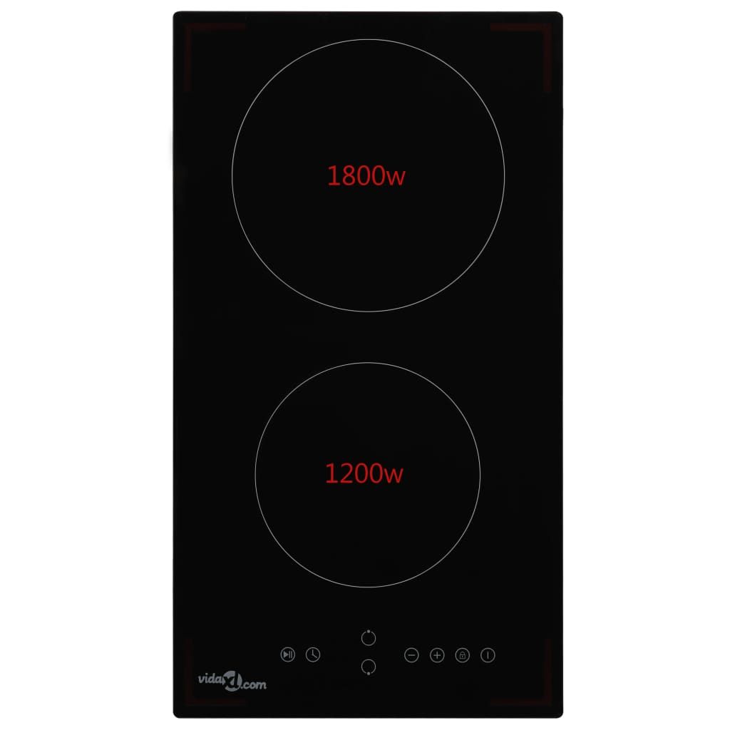 Glaskeramik-Kochfeld mit 2 Platten Touch Control 3000 W