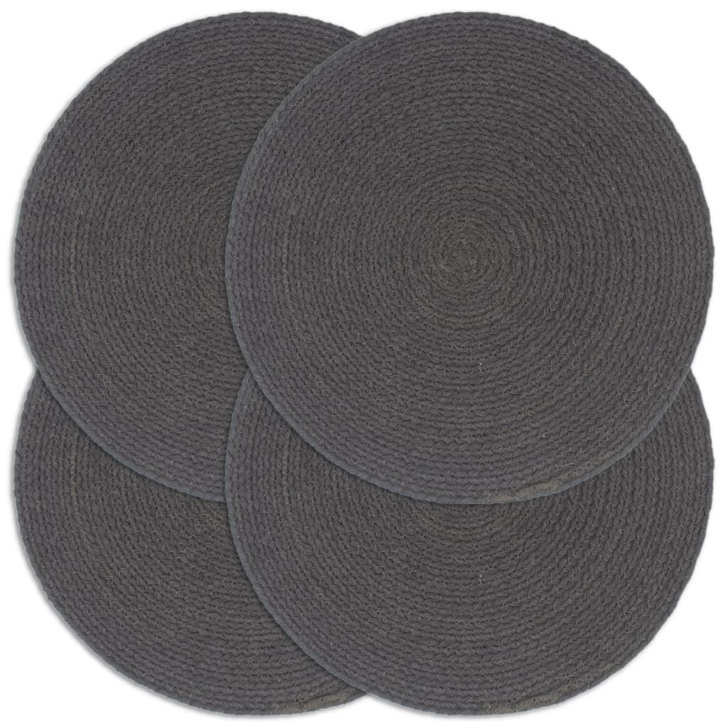 Tischsets 4 Stk. Dunkelgrau 38 cm Rund Baumwolle