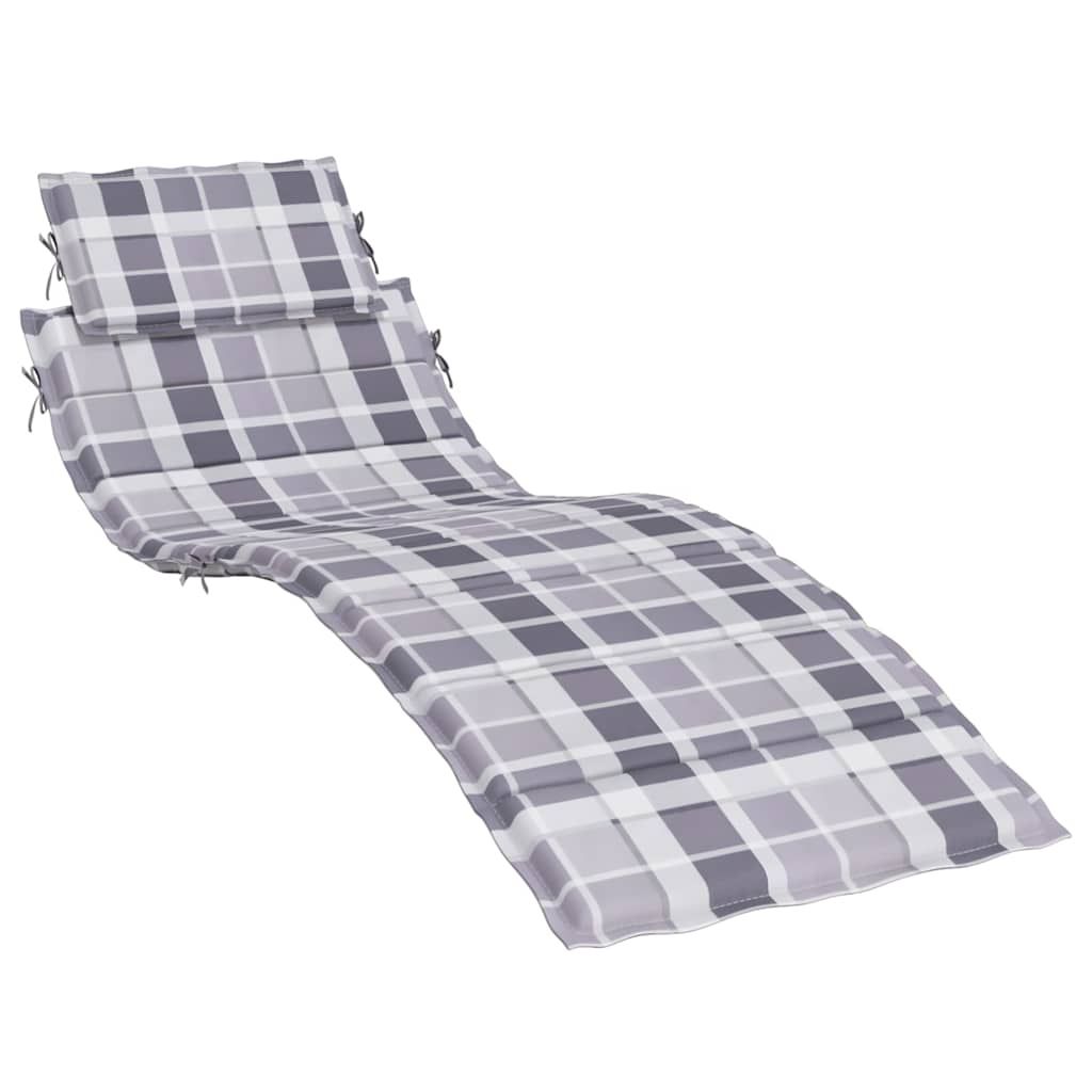 Sonnenliegen-Auflage Grau Karomuster 186x58x4 cm Oxford-Gewebe