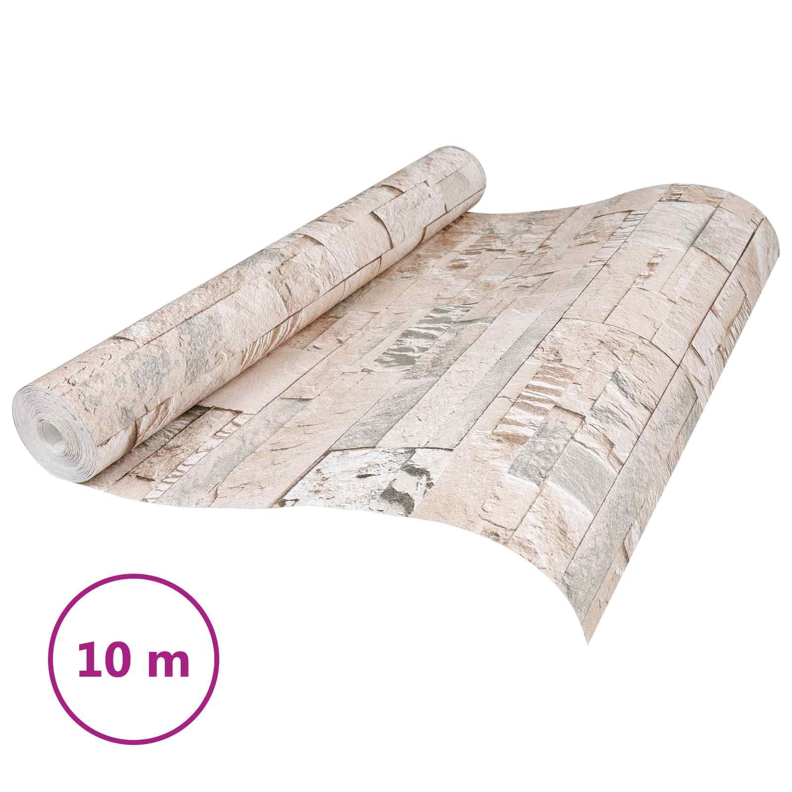 3D Stein Tapete Beige 10 x 0,53 m Vliesstoff