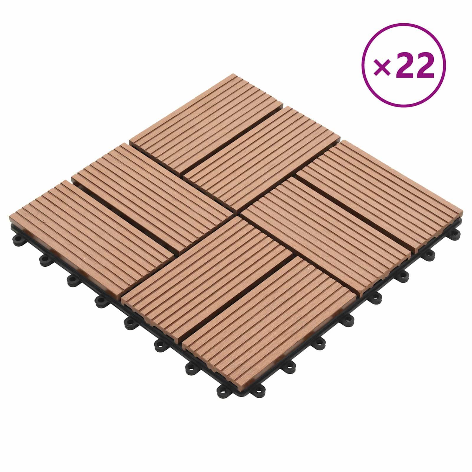 Terrassenfliese 22 stk. Braun 30 x 30 cm WPC
