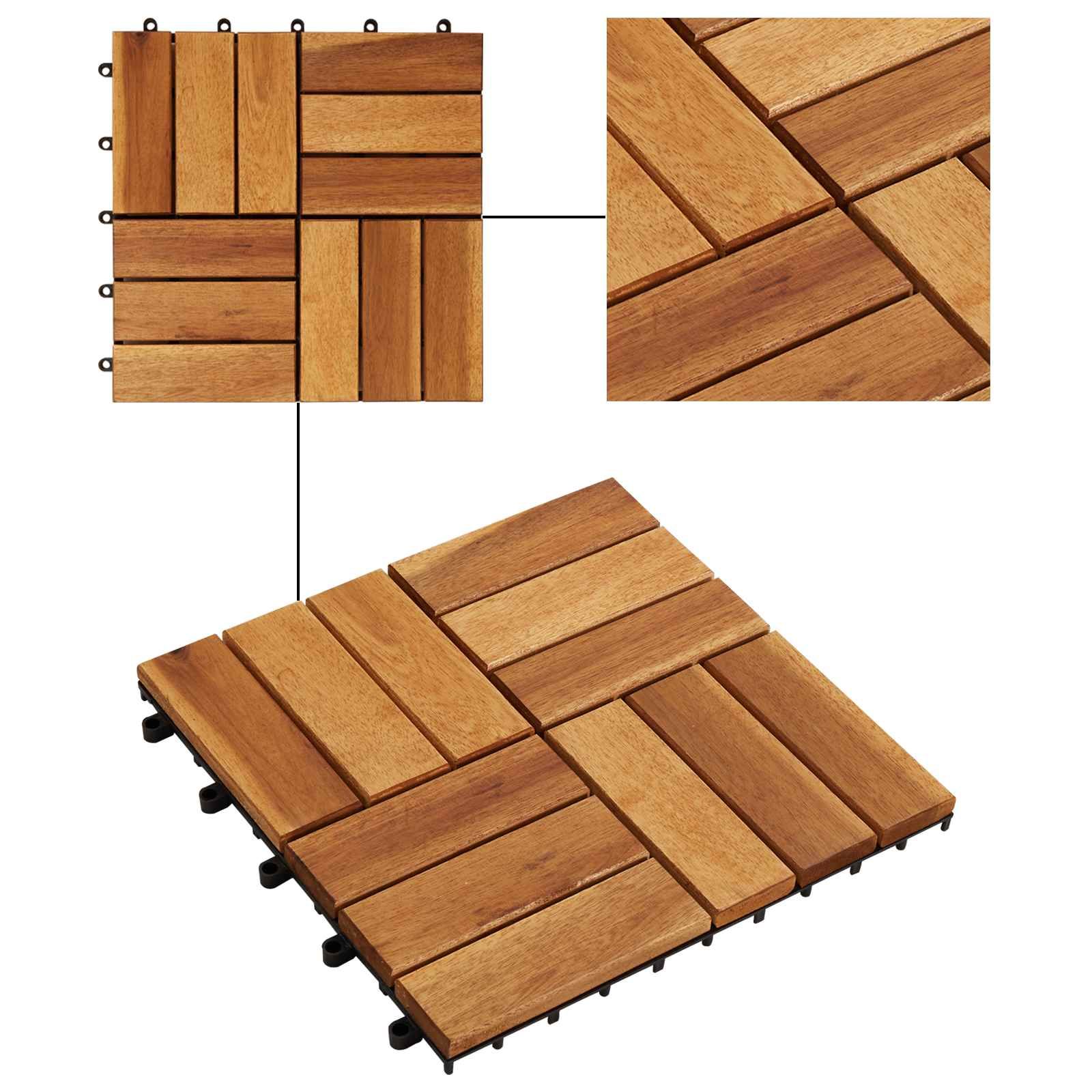 Terrassenfliese 30 pcs Braun 30 x 30 cm Akazien-Hartholz