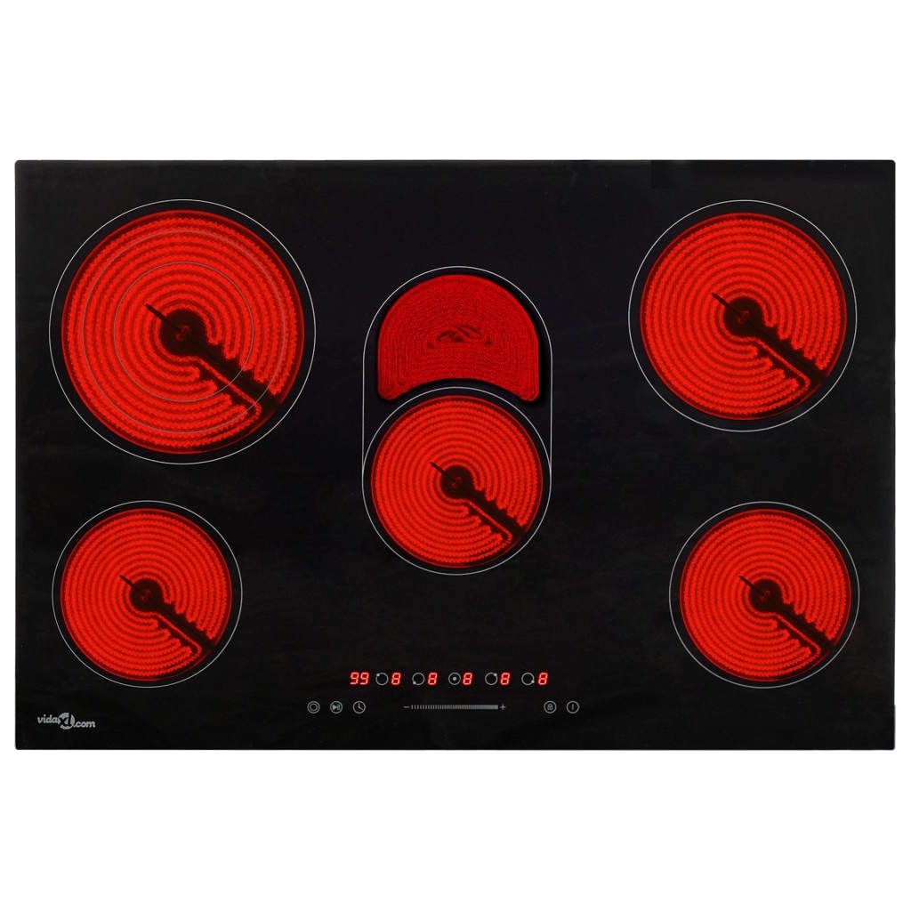 Glaskeramik-Kochfeld mit 5 Platten Touch Control 90cm cm 8500 W
