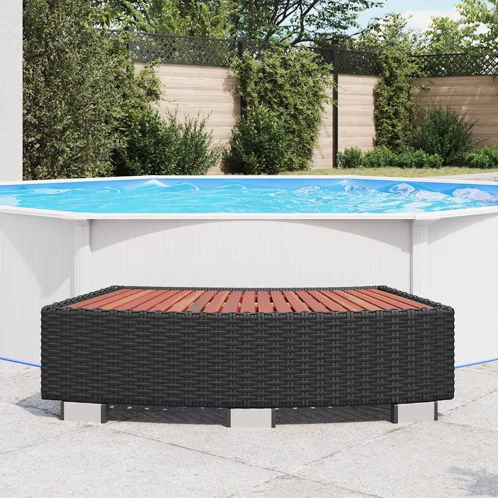 Spa-Einstiegsstufe Poly Rattan 92×45×25 cm Schwarz