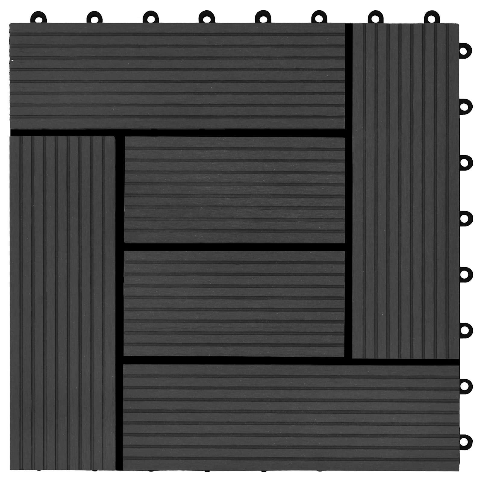 Terrassenfliese 22 stk. Schwarz 30 x 30 cm WPC