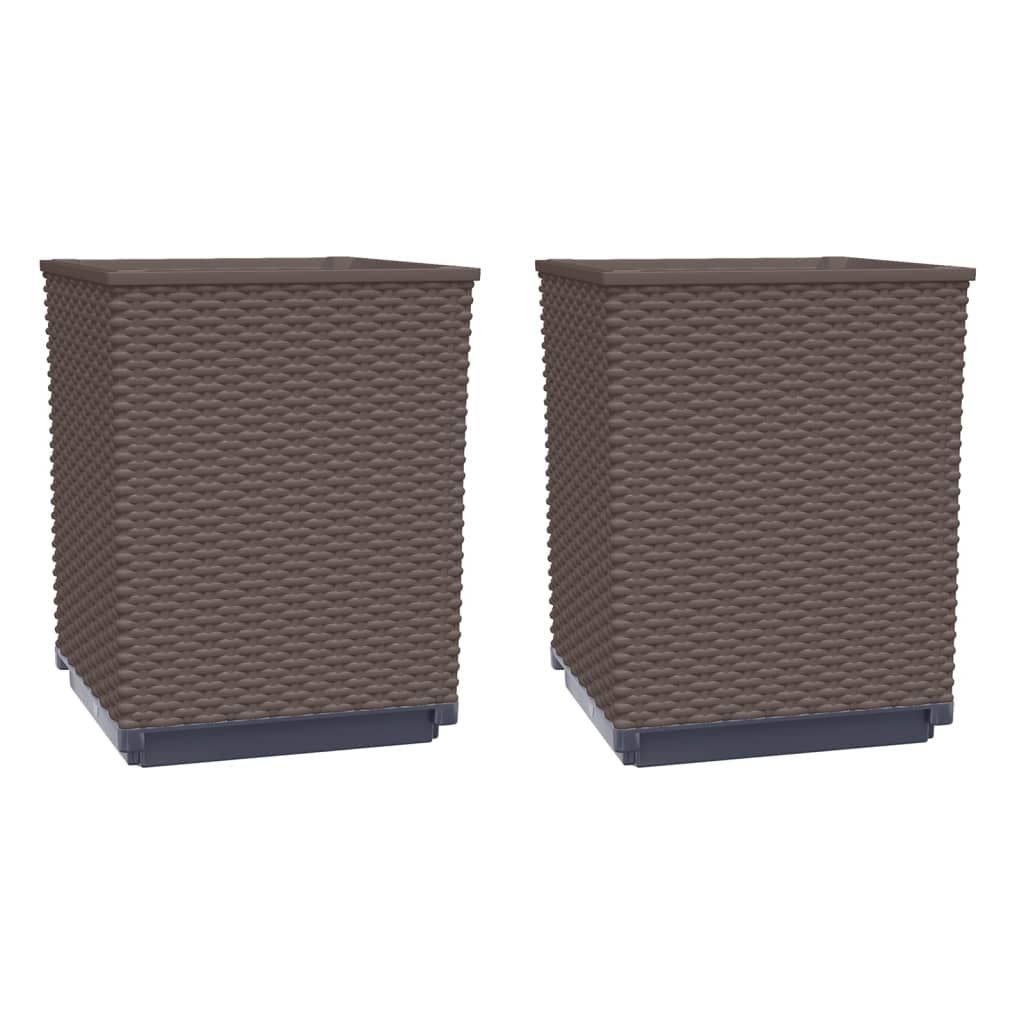 Pflanzkübel 2 Stk. Braun 30x30x37 cm Polypropylen