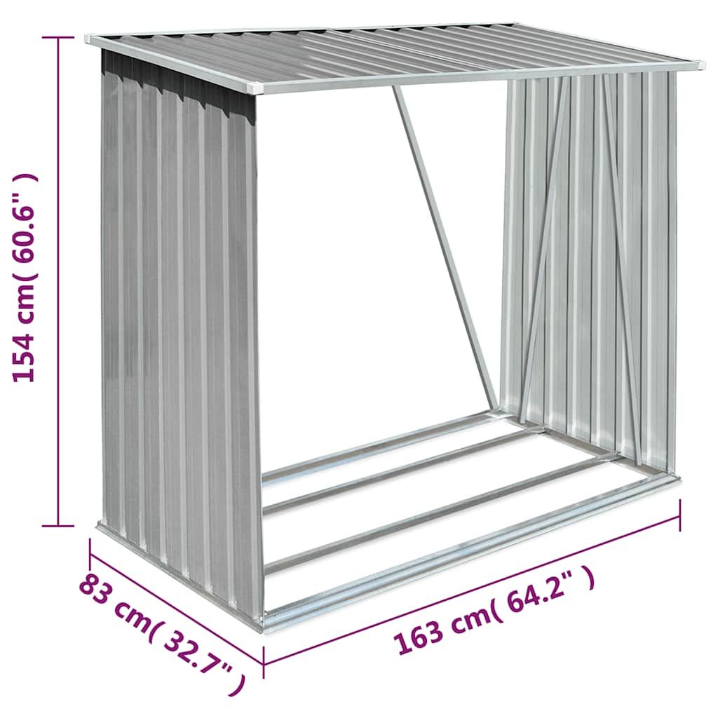Brennholzlager Verzinkter Stahl 163 x 83 x 154 cm Grau